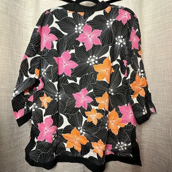 2/$30 Saint Tropez West 100% Linen Tunic Top Size 1X Hawaiian Resortwear Beach - Picture 11 of 11